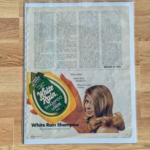 White Rain Ad, 1972 Seventeen Magazine Vintage Advertisement Wall Hanging, Retro